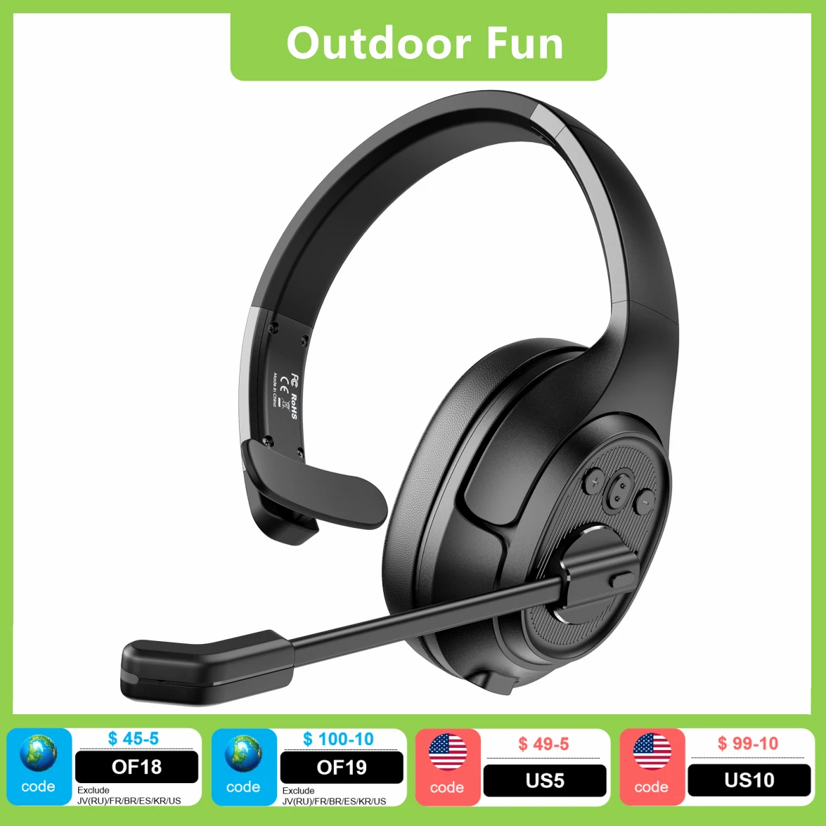 eksa h1 wireless headphones with microphone ai enc noise cancelling bluetooth 5 0 office headset for driver call center skype free global shipping