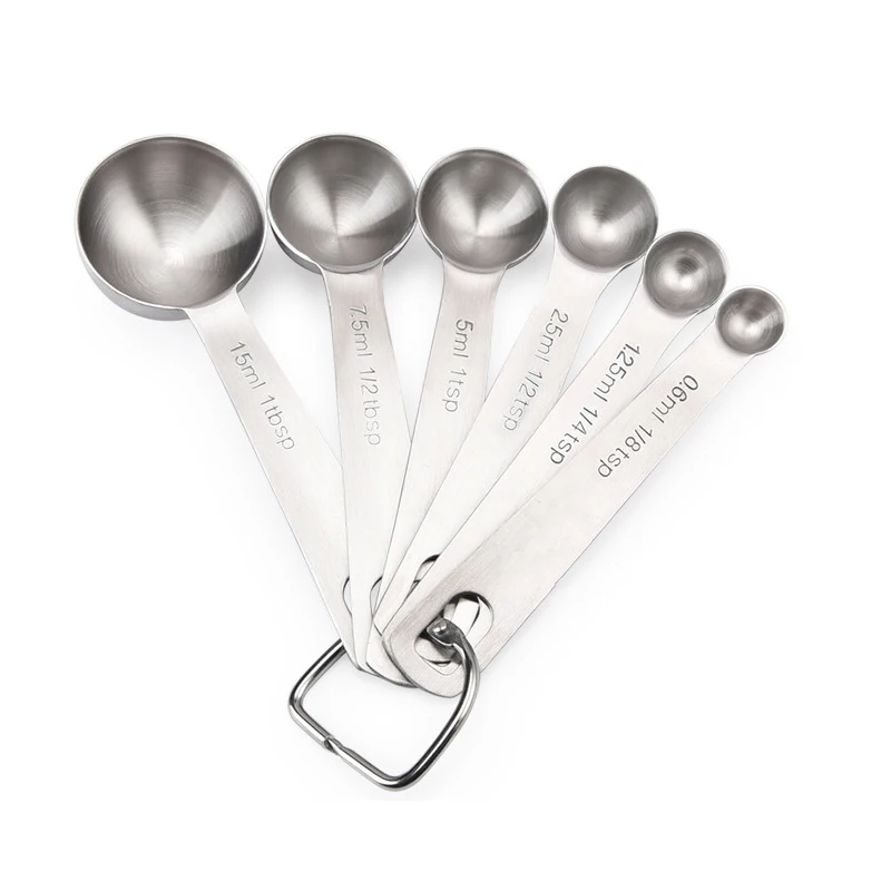 

Multipurpose Food-grade Stainless Steel Measuring Spoon Coffee Powder Spice Measure Scoop 6pcs/set Kitchen Baking Tools JJA008
