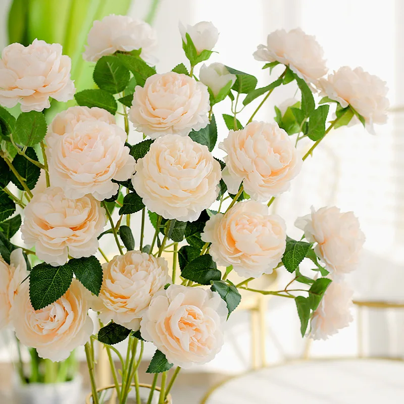 

Simulation Flowers Western Rose European Home Decoration Wedding Guide Fake Flower Bundle Rich And Noble 3 Ocean Peonies