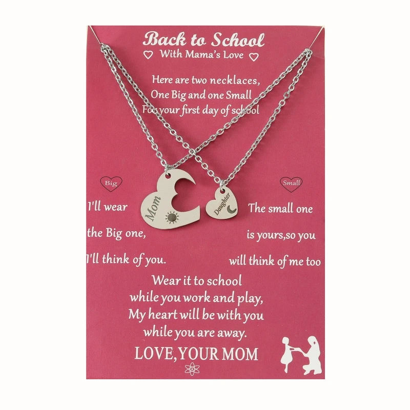 

Back to School Matching Heart Mom Jewelry Christmas Birthday Gifts