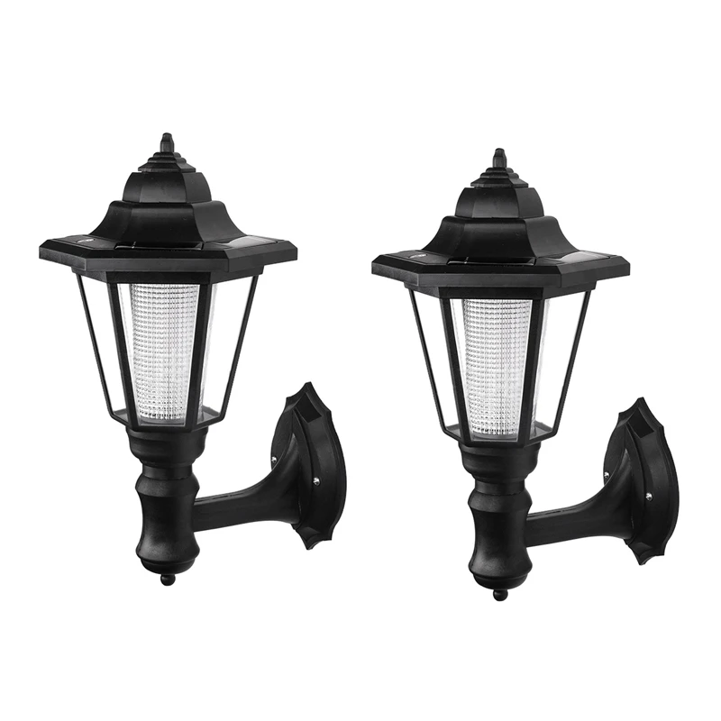 

2X LED Solar Powered Wall Lanterns Wall Light Lamp Outdoor Garden Fence Door