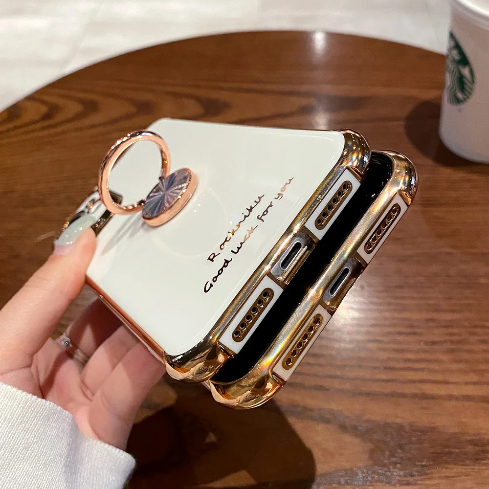 Finger Ring Stand Case For iPhone 13 14 7 12 Pro 11 XS Max X XR Shell Protective Luxury 6D Plated Soft Phone Car Hold Cover
