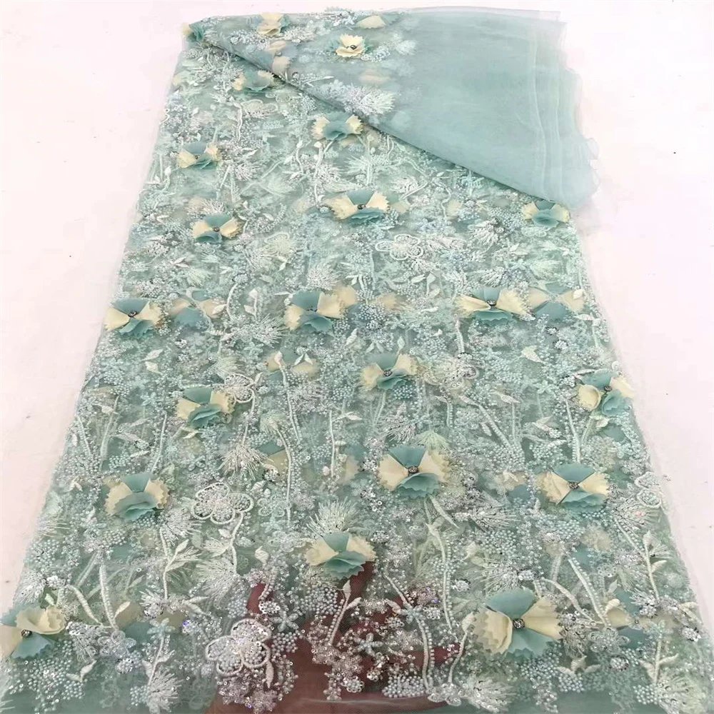 Кружевная ткань с 3D африканскими блестками кружевная 2024 Высококачественная