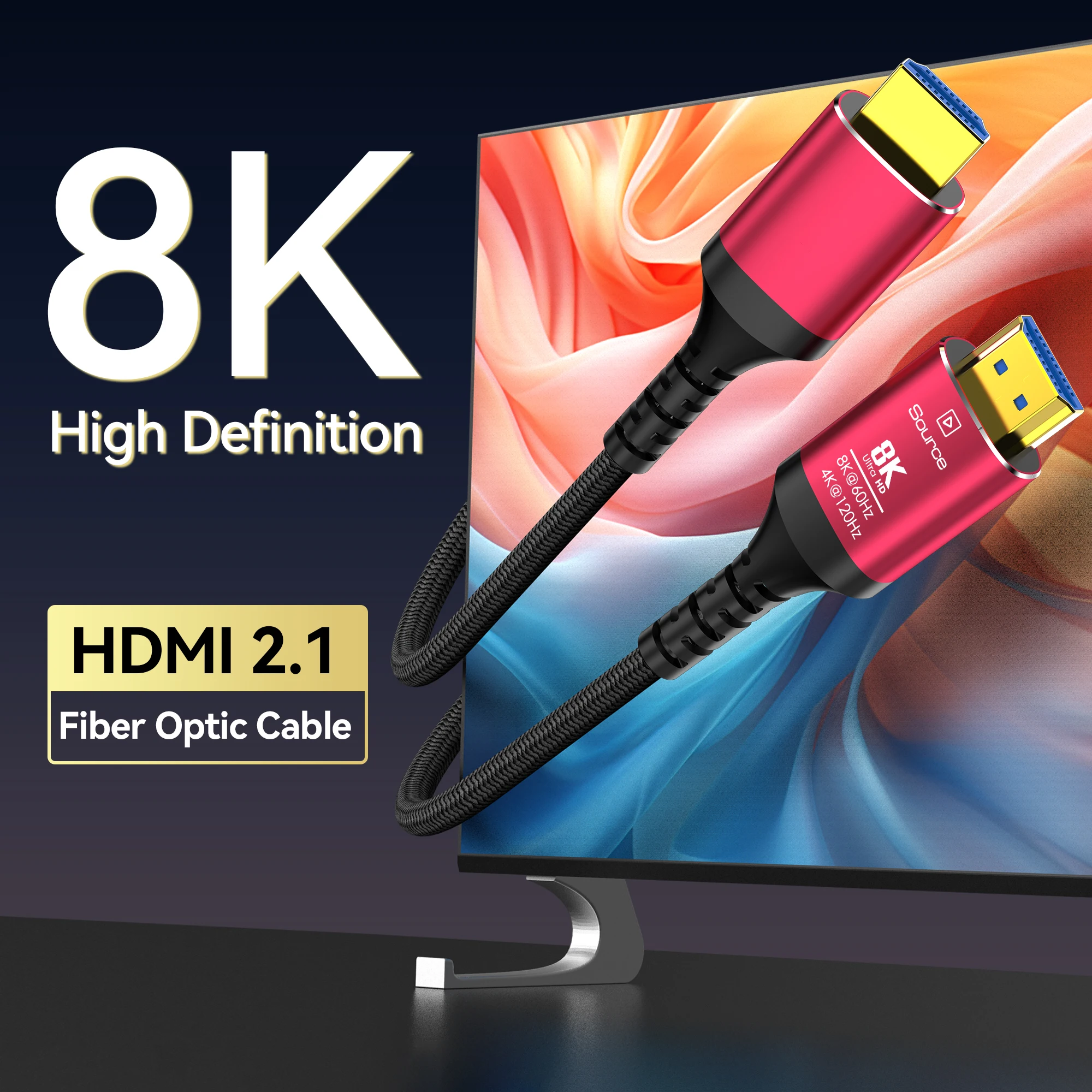 Волоконно-оптический кабель 8K60 Гц 4K120 8K HDMI Динамический HDR/eARC/HDCP 2.3