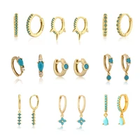 fashional turquoise hoops drops dangle earring for women simple mini piercing hoop earrings jewelry accessories 2022 trend new