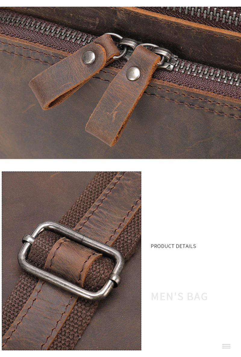 Crazy Horse Genuine Leather Men's Shoulder Bag Vintage Messenger Handbags Bolsos Male Crossbody Bags Man's Handbag Sling Bag