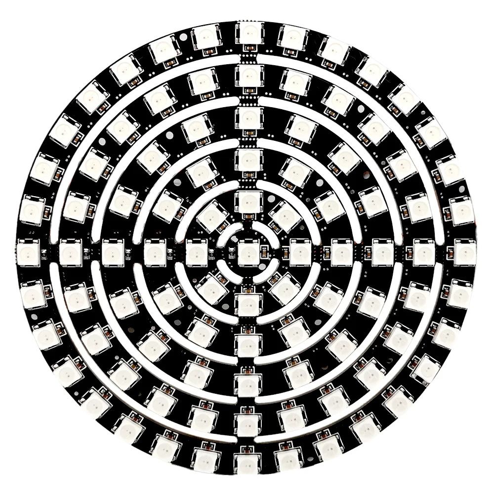 Светодиодное кольцо WS2812B, 5 в постоянного тока, 3 контакта, индивидуально адресуемые круглые модули 5050 RGB, Встроенная микросхема Arduino, 93 пикселя