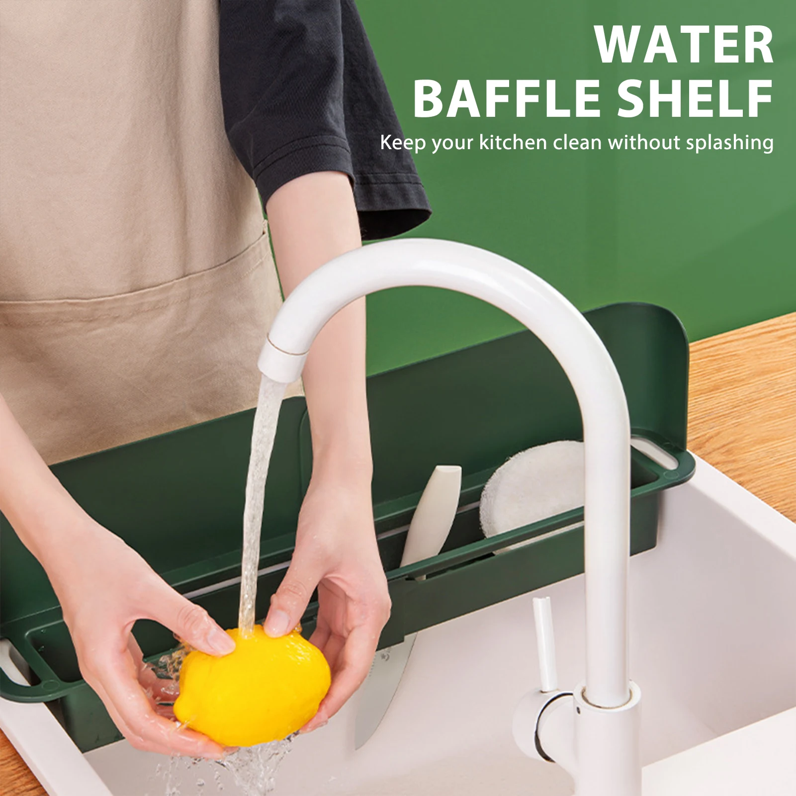 

Multifunctional Sink Flap Splash-Proof Retractable Storage Drain Basket Kitchen Storage Holder Sink Baffle Durable _WK