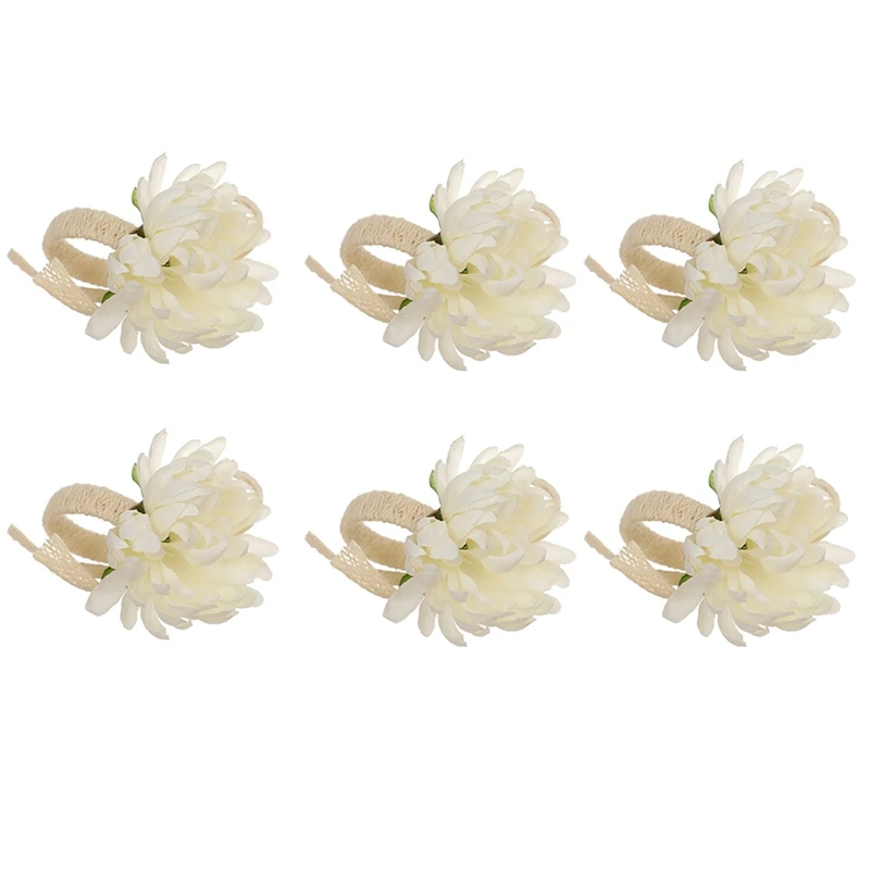 

6 шт. кольцо для салфеток в форме цветка, кольцо-держатель для салфеток с хризантемой для ужина, фестиваля, свадьбы, вечеринки