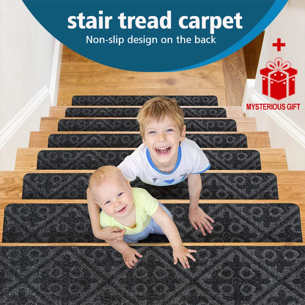 

Stair Mat Home Step Mat Embossed Floor Non-slip Silence Pad Practical Stain-resistant Carpet Decoracion Area Rug Self-adhesive