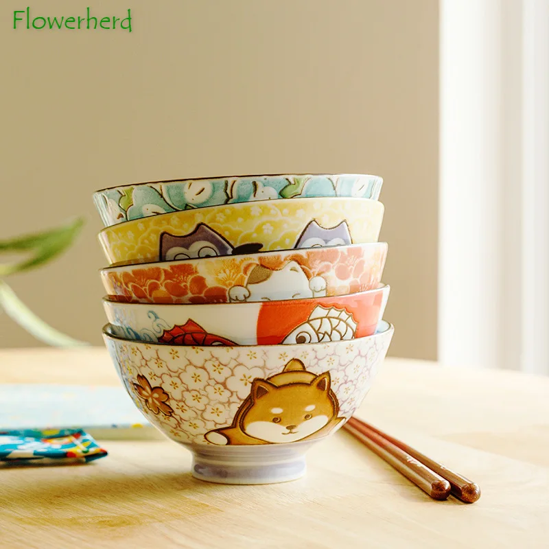 

Cartoon Ceramic Bowl Underglaze Japanese Ceramic Rice Bowl Tableware Ceramic Mixing Bowl Japanese Rice Bowl Noodle Bowl