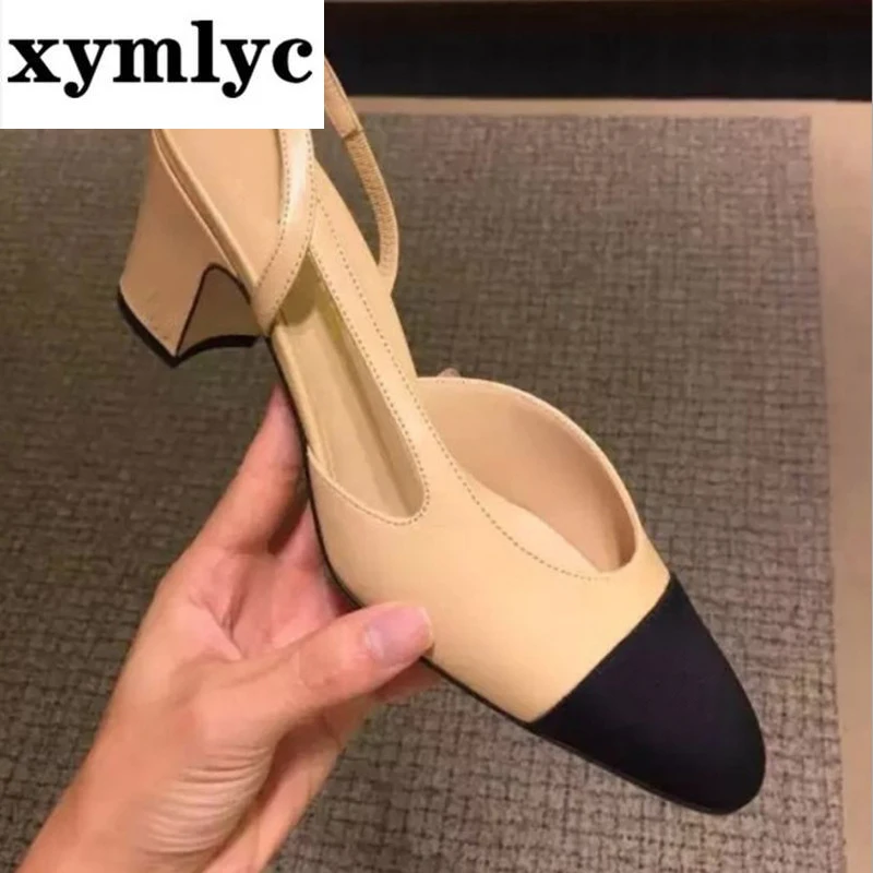 

2020 Spring Europe Fashion High Heels Sandals Ladies Party Dress Shoes Pointed Toe Slingback Shoes Women Mixed Colors Sandals