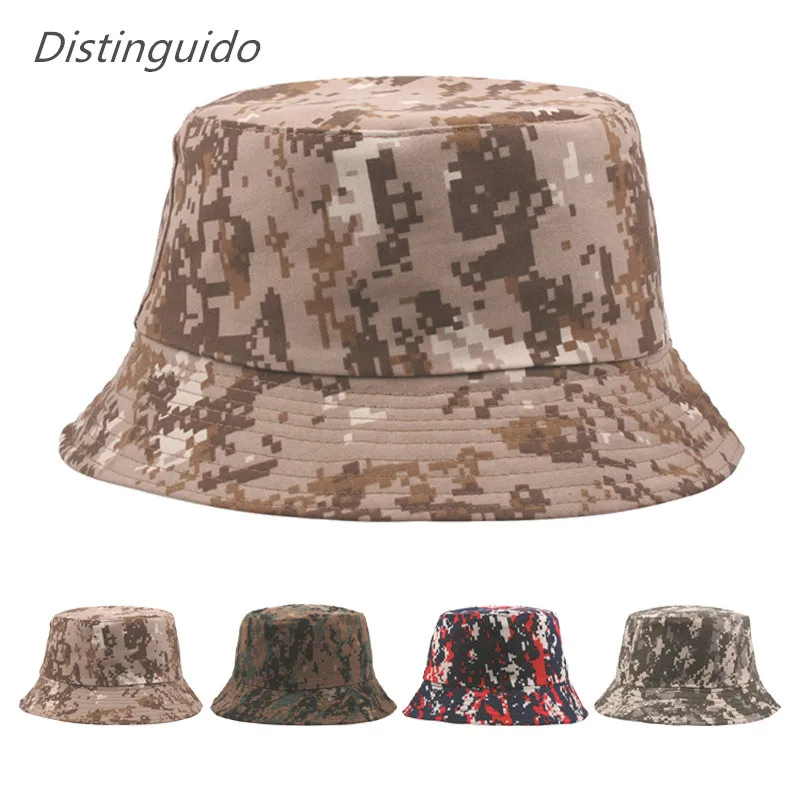 

4 Colors Men's Military Print Bucket Hat Unisex Camouflage Fishing Hat Cap Summer Panama Fisherman Hat Red Camo Fedora Hat HT099