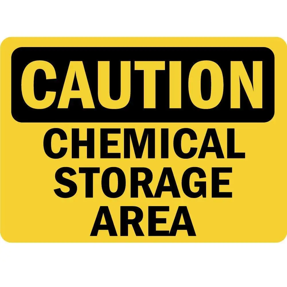 

Indoor & Outdoor Decorative Wall Hanging 12 x 8 Inches Caution Chemical Storage Area Gift Decor Look Metal Sign Home House C