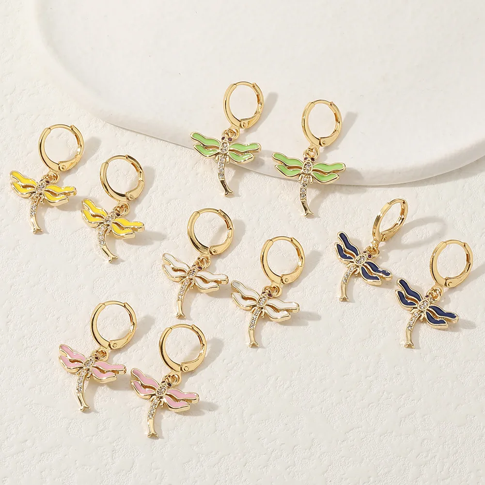 

Small Fresh Women's Fashion Jewelry Enamel Dragonfly Earrings Sweet Temperament Earrings A Hundred Matching Accessories