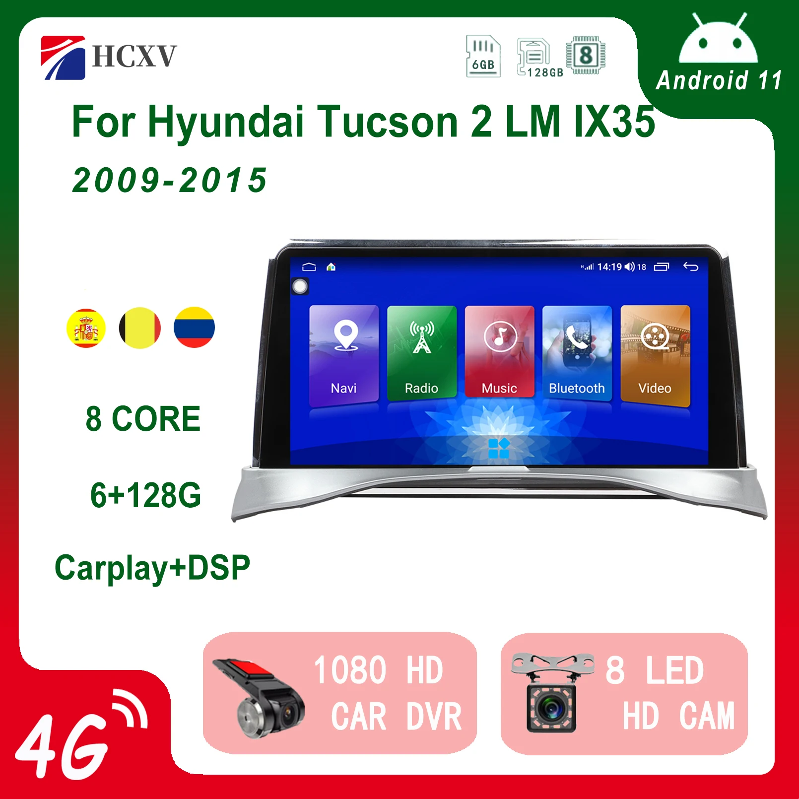 

Автомагнитола на Android 11, мультимедийный видеоплеер с GPS, Wi-Fi, Bluetooth, для Hyundai Tucson 2 LM IX35 Carplay