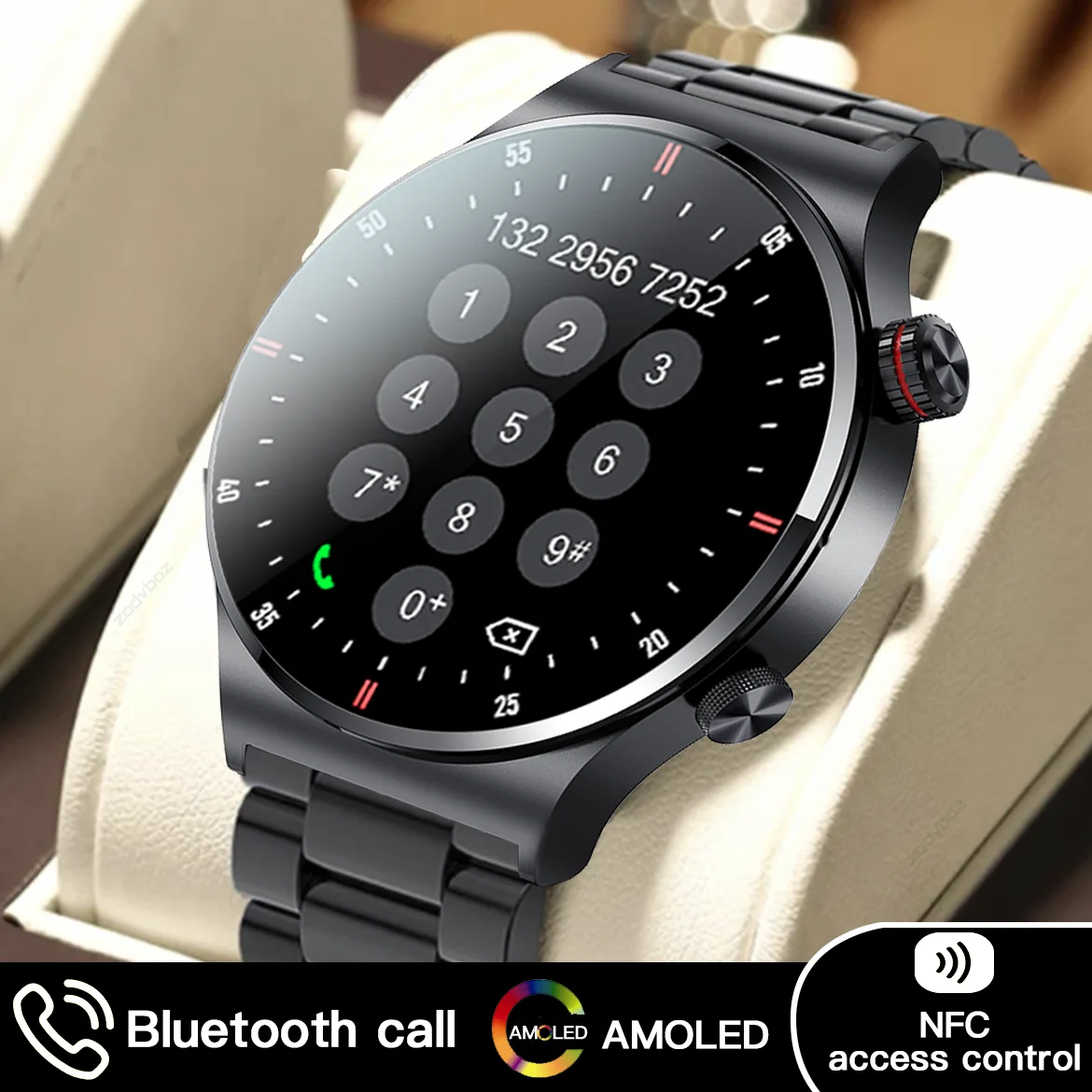 

2022 New ECG Smart Watch Men Sport Fitness Tracker NFC Access Control Custom Dial Answer Call Waterproof Smartwatch For Men+Box