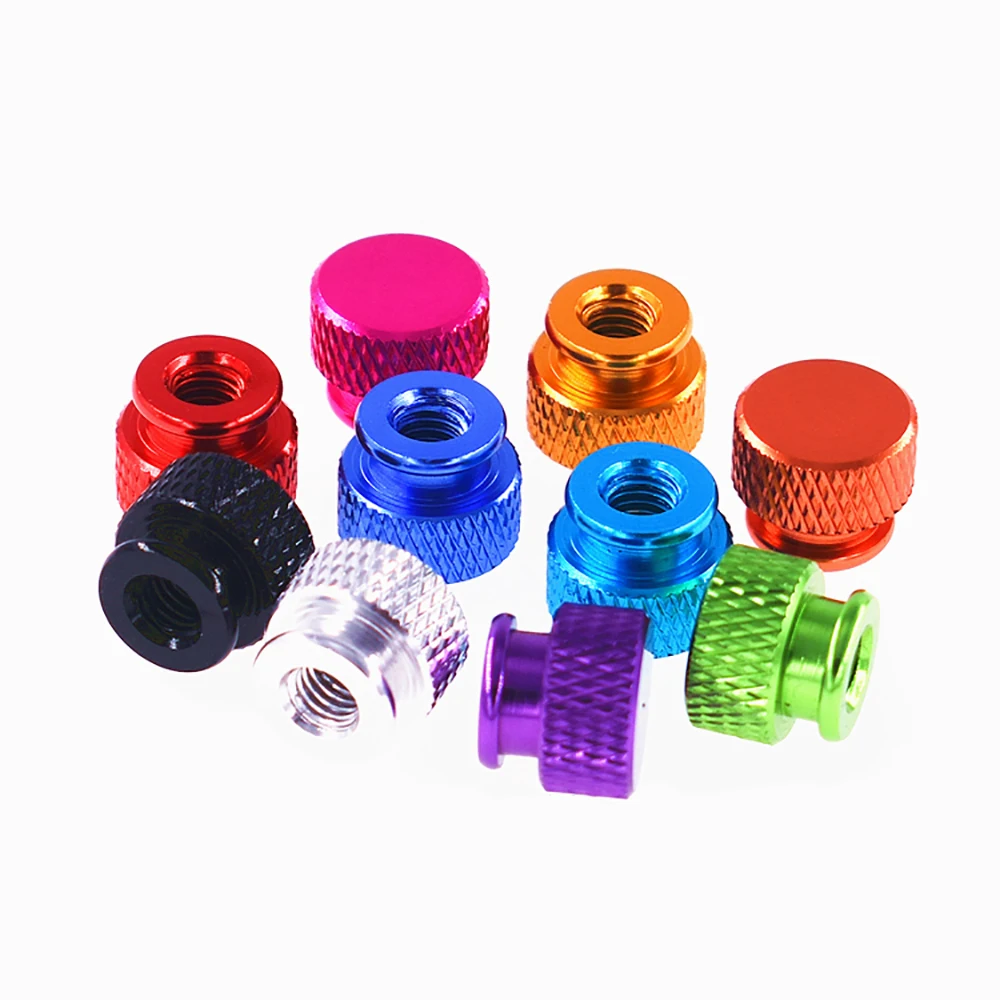 

1/2/3/5pcs UNC 4-40 6-32 Blind Hole Nut Aluminium Alloy Hand-twisted Step Knurled Nuts All Colour