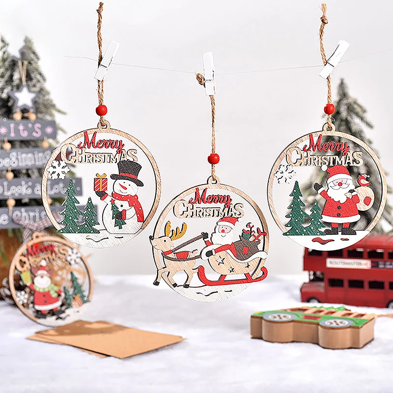 

2024 Рождественское украшение, деревянная подвеска в виде снеговика, Рождественские елочные украшения для домашнего декора, новогодний декор