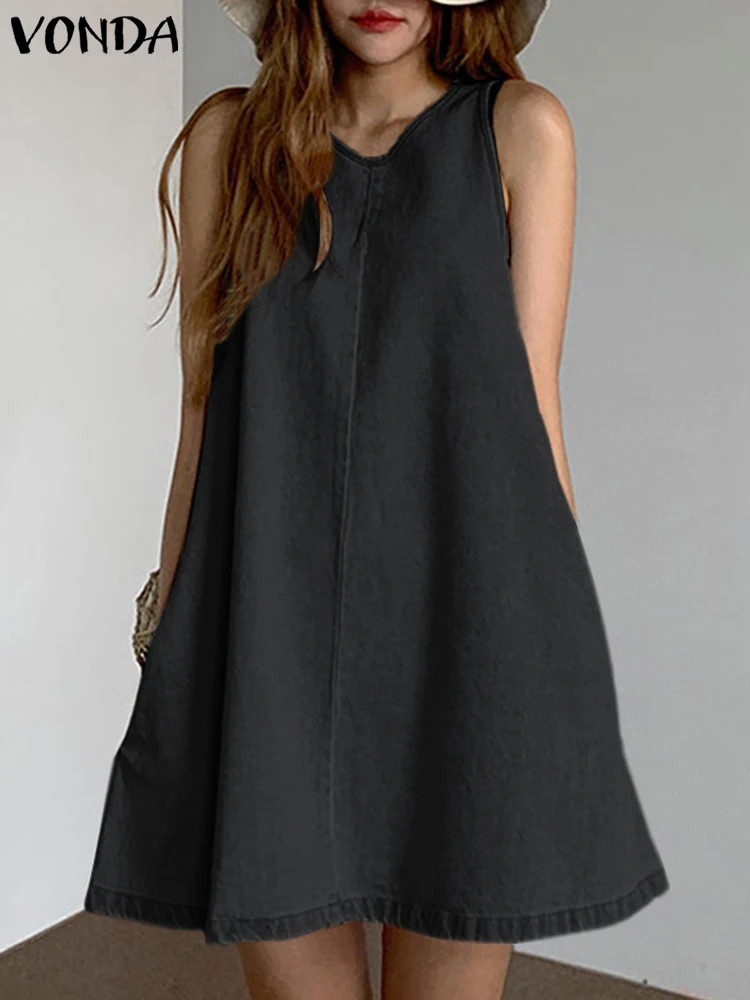 Джинсовое платье VONDA 2023 женское летнее мини-платье сексуальный пляжный