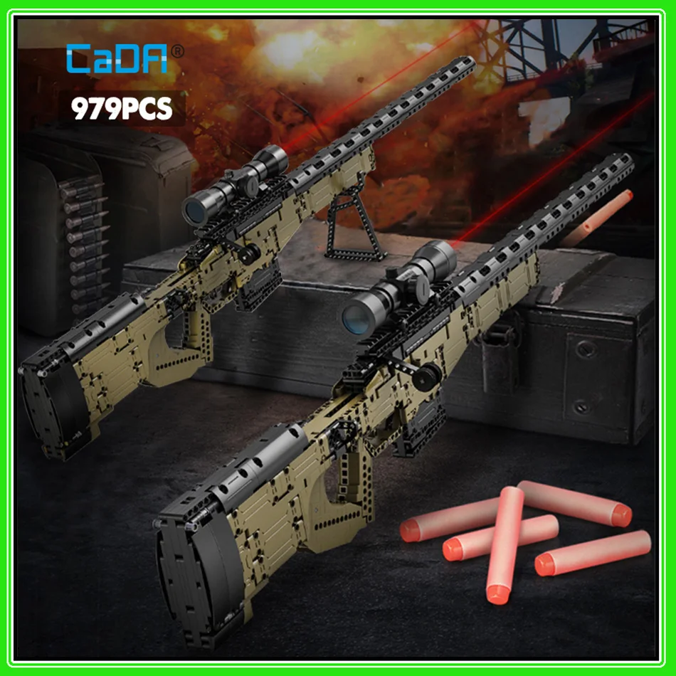 

Cada 979Pcs Sniper Rifle City Police Military WW2 For Assault Rifle Bricks Toys for Kids Gifts Weapon Building Blocks