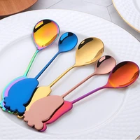 1pc stainless steel small spoon creative childrens cartoon scoop home flatware dinner spoon coffee spoon tableware dropshipping