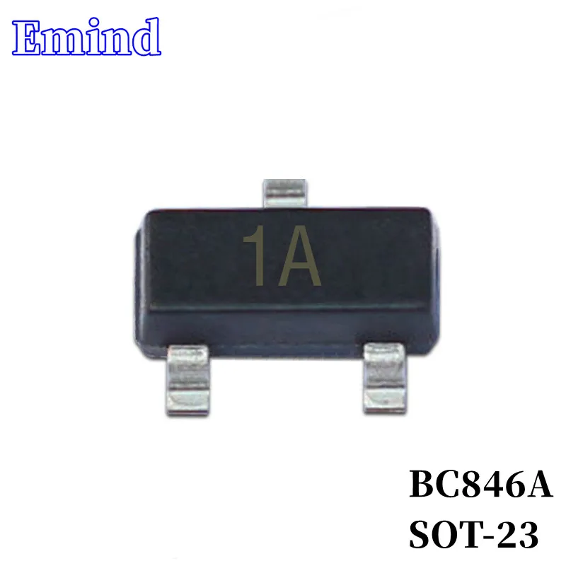 500/1000/2000/3000Pcs BC846A SMD Transistor SOT-23 Footprint 1A Silkscreen NPN Type 65V/200mA Bipolar Amplifier Transistor