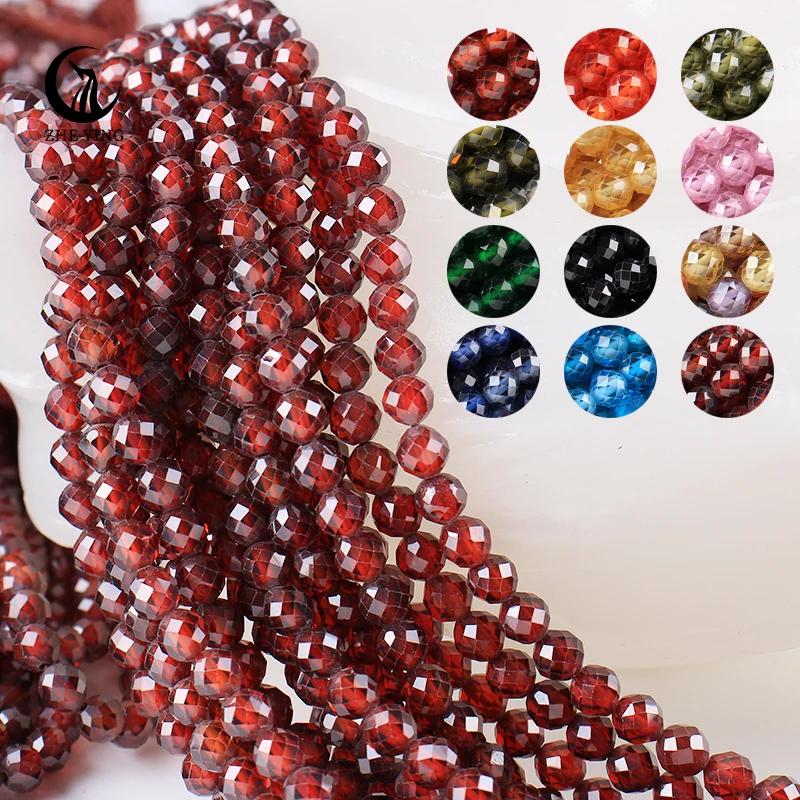 

Zhe Ying Deep Garnet Color 4mm Faceted Natural Zircon Stone Beads Loose Gemstone Rondelle Zircon Beads for Jewelry Making