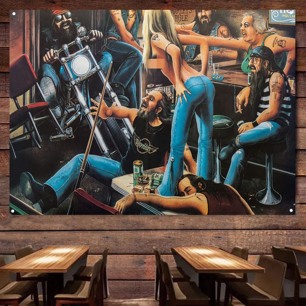 

Пиво горячие девушки мотоциклетная живопись для гаража винтажный декоративный баннер настенный флаг автопостер для бензоколонки мужская пещера декоративная наклейка