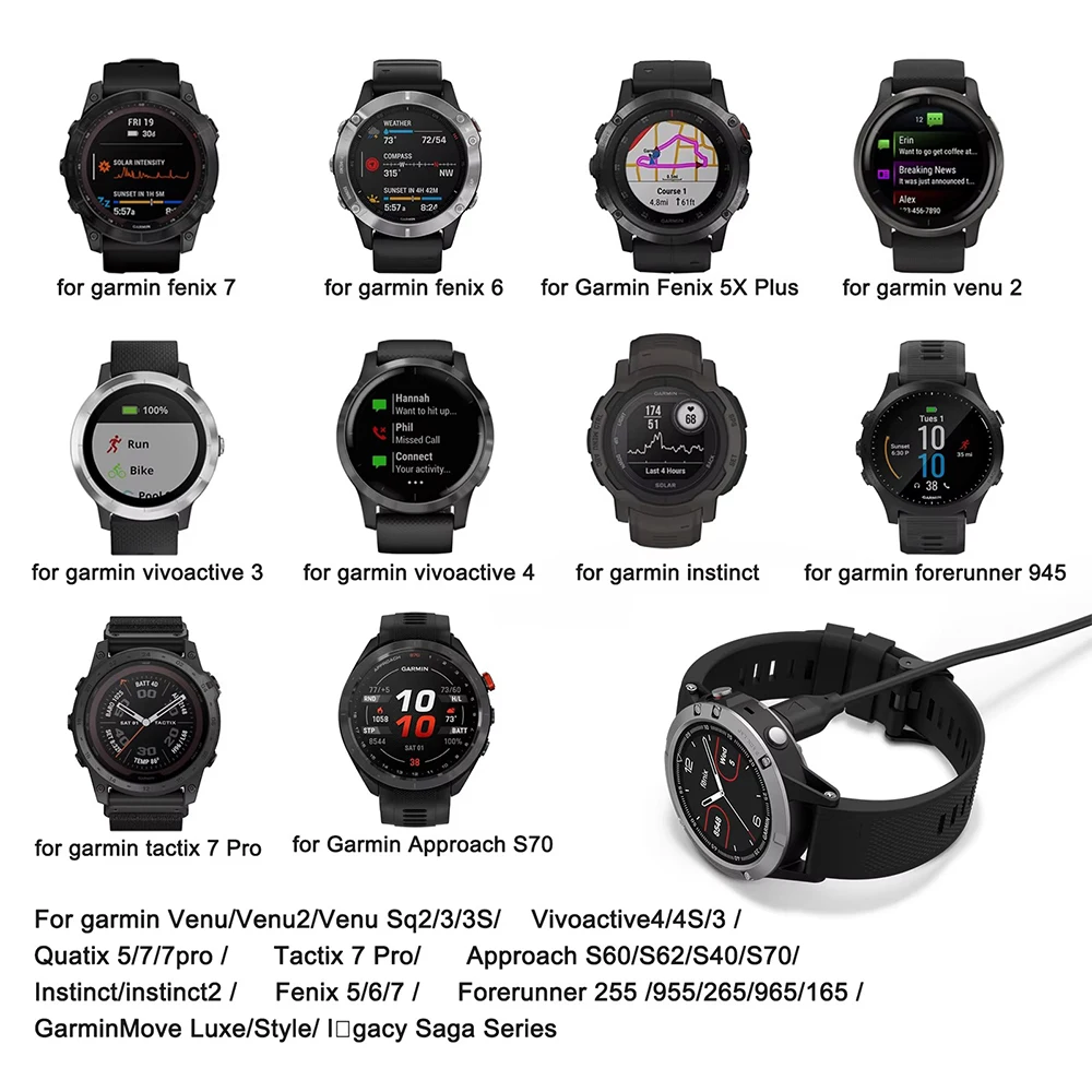 Фото USB-кабель для зарядного устройства для часов Garmin Fenix 7 7S 7X Forerunner 255 955 945 45 245 Quatix 5 Vivomove 3 Кабель для зарядки часов №2