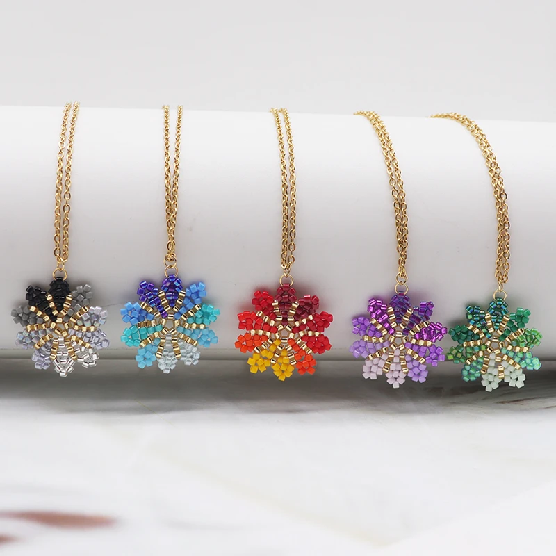 ZHONGVI изысканное цветочное ожерелье для женщин Миюки ручной работы из бисера