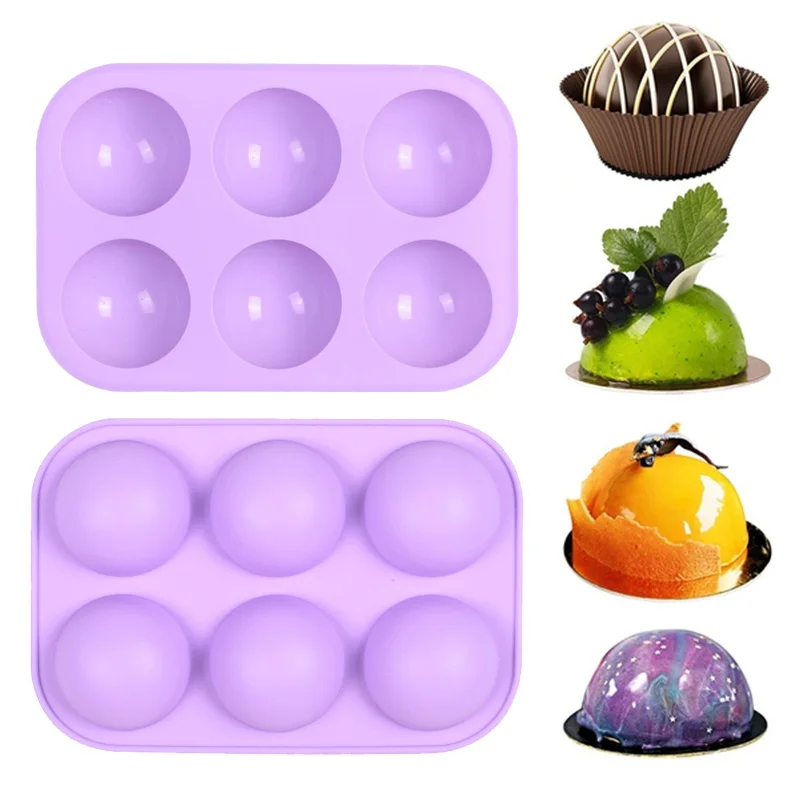 

6 Holes Half Sphere Silicone Molds Bakeware Cake Decorating Tools Pudding Chocolate Fondant Mould Baking Mould Kitchen Supplies
