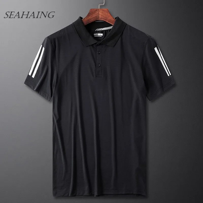 

Summer Brand High Quality Quick Dry Classic Solid Print Sports Casual Short Sleeve Shirt Men Soft Cool Clothing Polo for Men