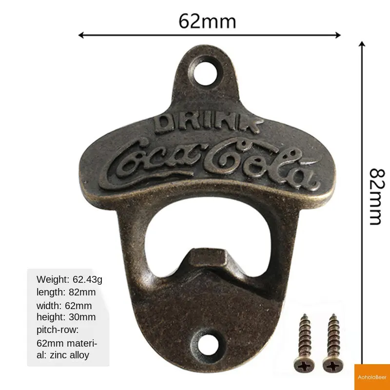 New Design Alloy Bottle Opener Wall Mounted Vintage Retro Beer Tools Accessories Green Bronze with Screws Bar Decoration |