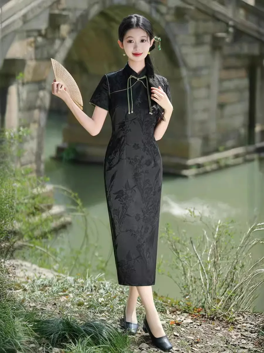 Новое китайское женское платье Qipao Новинка лета 2024 юбка в китайском стиле