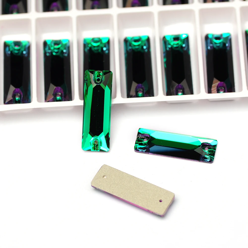 

Emerald Shiny Baguette Strass Glass Flatback Crystal Sew On Rhinestones Crafts Glitter Sewing Accessories 3D Design Decorations