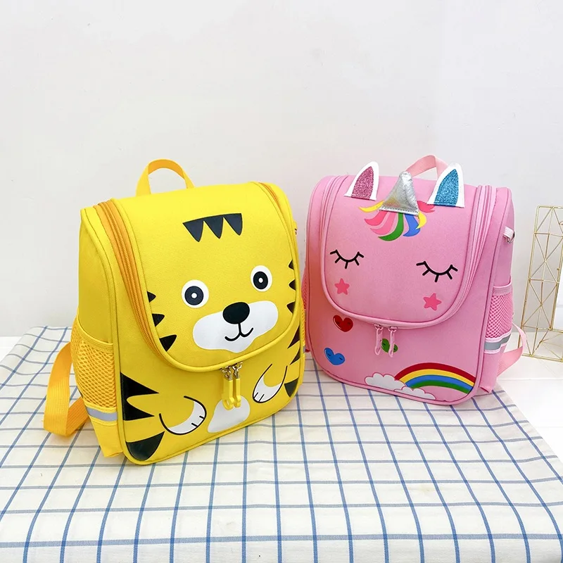 Children's Schoolbag Cartoon Lovely Unicorn Tiger Printed Lightweight Kindergarten Backpack for 3-6 Years Old Boys and Girls