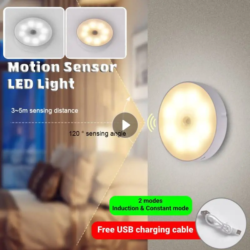 

Светодиодный ночник с пассивным инфракрасным датчиком движения, USB лампа для кухонного шкафа, гардероба, лестницы, светильник льник для чул...
