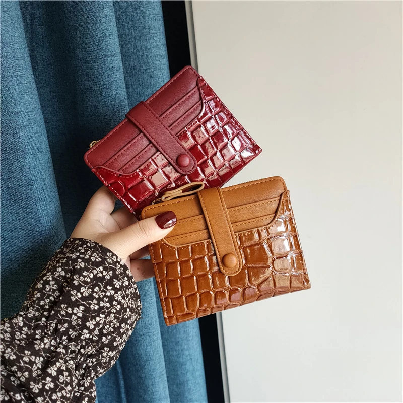 

Small Wallet Female Simple Ultra-thin Multi-card Pocket Wallet Solid Color Youth Buckle Card Holder