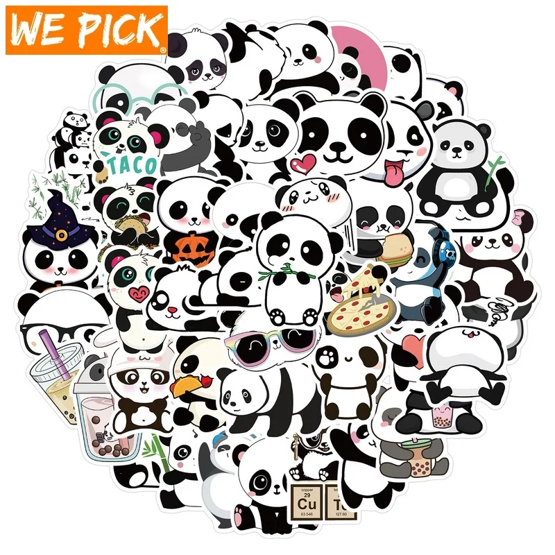

10/30/50PCS Cute Panda Cartoon Animal Stickers Luggage Skateboard Cute DIY Cool Graffiti Waterproof Funny Kid Toy Sticker Decal