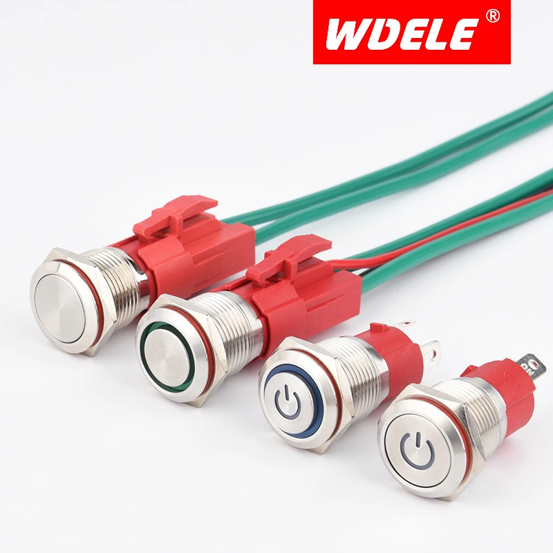 WD 16mm Ring light 10A Waterproof IP67 Metal Push Button Switch | Switches