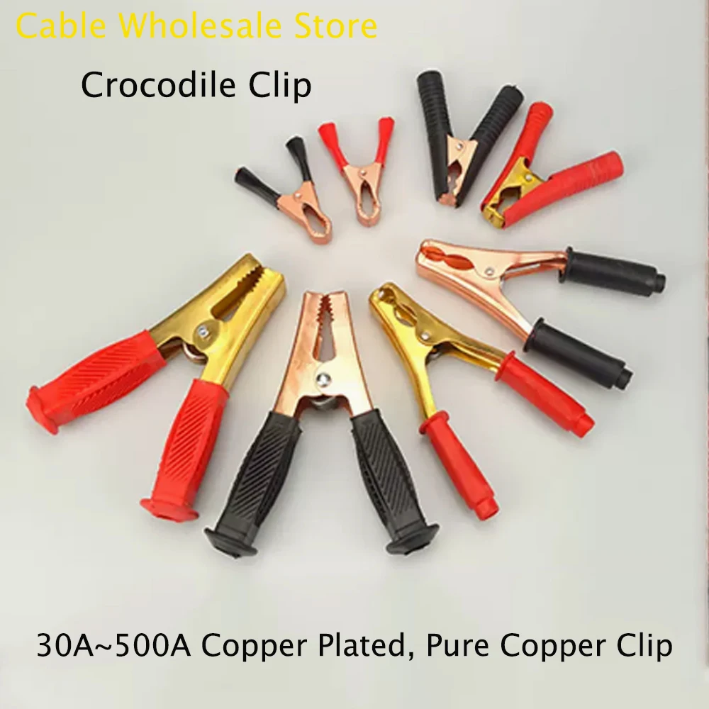 

2Pcs Battery Clip Pure Copper Thickened Car Battery Grounding Wire Strong Alligator Clip Battery Wire Connecting Line Clip
