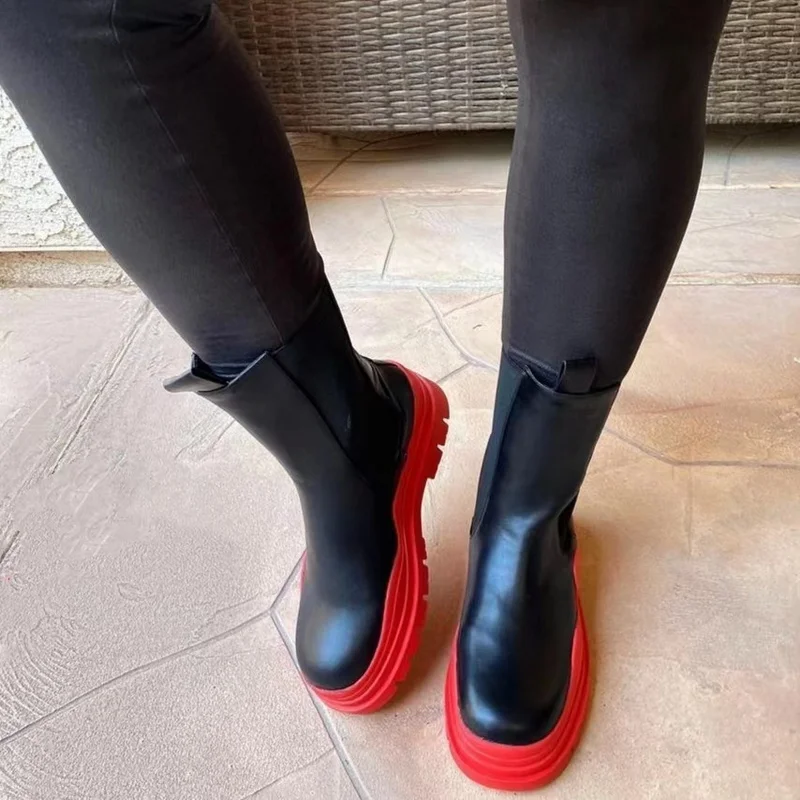 Women Chunky Heel Ankle Boots Woman Shoes Autumn Brand Designer Chelsea Boots Female Platform Boots Lasdies Fashion Combat Boots