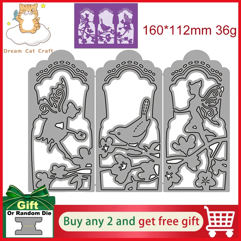 

Metal Cutting Dies 2022 Stencils Flower Branch Bird Fairies Floral Cut Die Mold Card Paper Craft Knife Mould Blade Punch Stencil