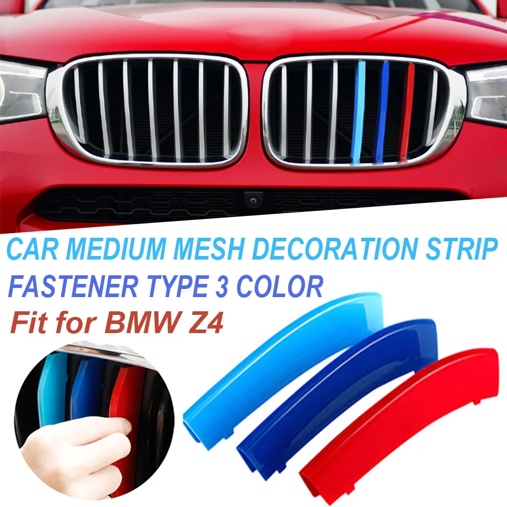 3x Car Racing Grille Strip Trim Clip Bumper Cover Tricolor Front Grille Decor Strips Sticker For BMW Z4 E89 Exterior Accessories