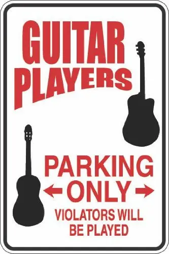 НаклейкаПират гитарные игроки только парковка 8 x 12 дюймов металлический знак
