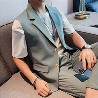 2022 mens brand clothing summer leisure business suit vestmale high grade solid color slim fit loose fashion suit blazers 4xl