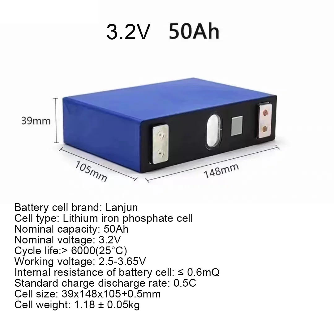 Фото Аккумулятор lifepo4 3,2 В 50 Ач Lifepo4 Новый аккумулятор Солнечная система Energ0y для лодок и гольф-каров на колесах, электрических велосипедов №5