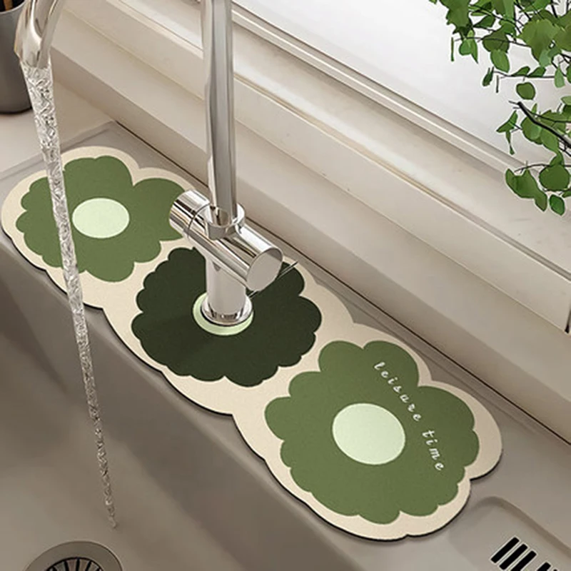 

1 PC Classic Sink Faucet Drain Pad Table Mat Toilet Diatom Mud Absorbent Non-slip Anti-mildew Mat for Kitchen Countertop Dining