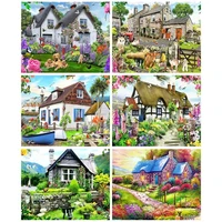 gatyztory diy painting by number house scenery pictures by numbers kits drawing on canvas handpainted flowersgift home decor